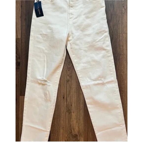 New Ramy Brook, Langley, Lightly Distressed Crop Jeans, Ivory Shark White, Sz 24 - Picture 2 of 13